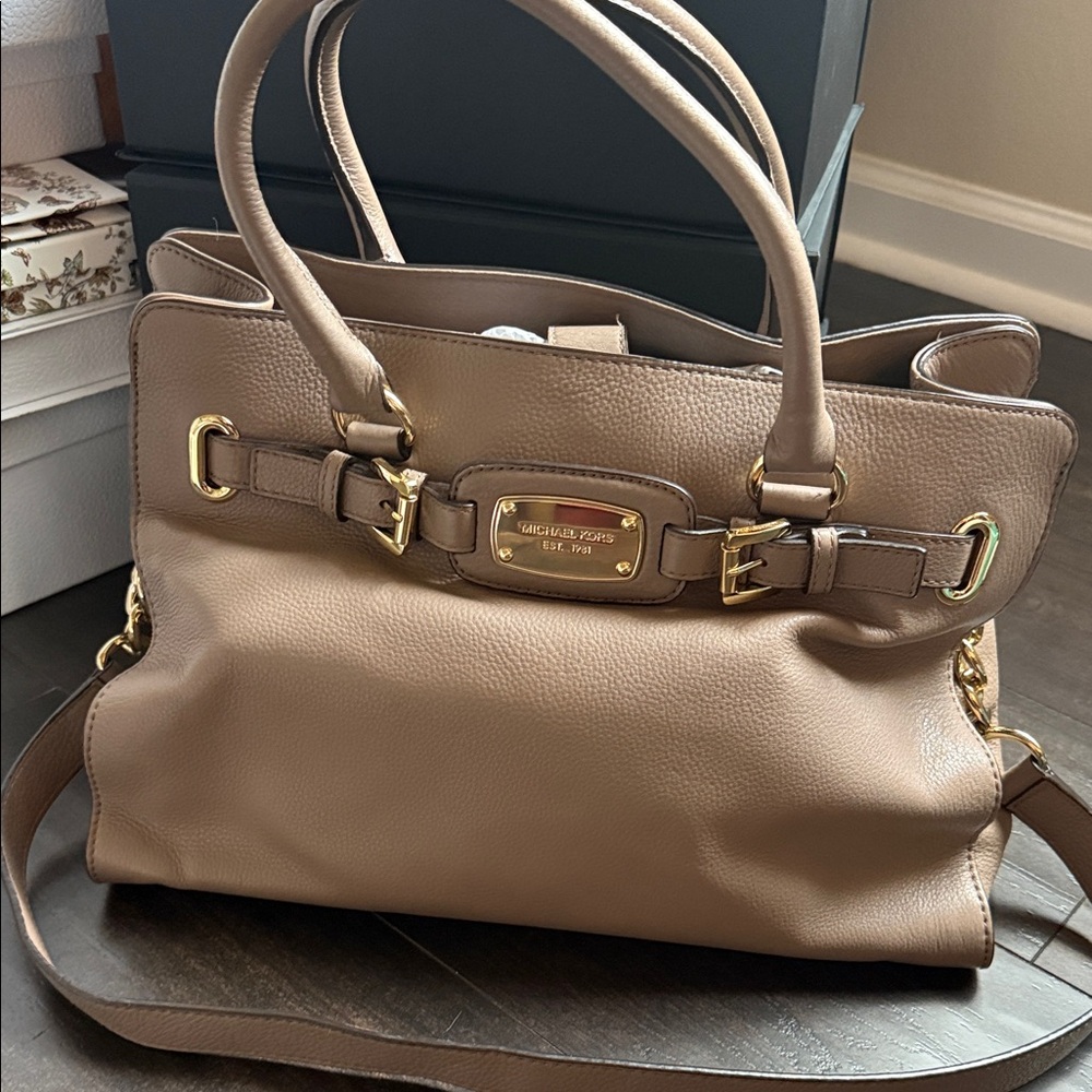 Michael Kors Taupe Leather Shoulder Bag